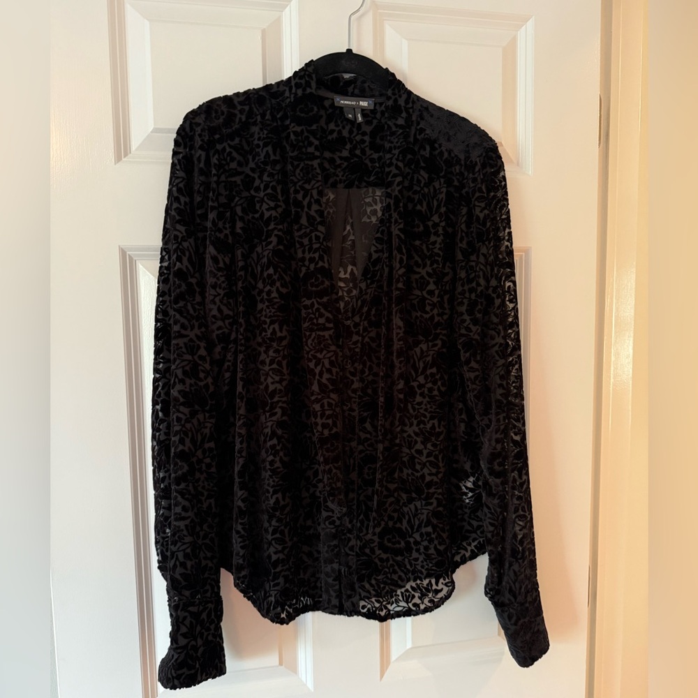 PAIGE Black Velvet Floral Blouse